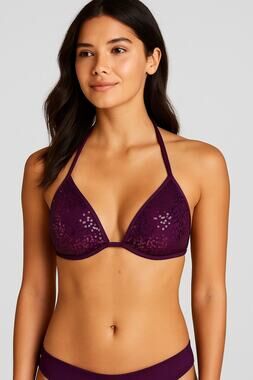 Venus Purple Sequin Halter Bikini Top Size Small